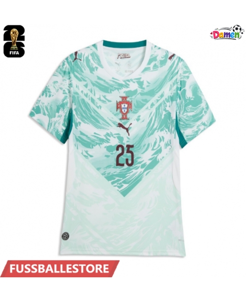 Günstige Portugal Nuno Mendes #25 Auswärtstrikot Damen WM 2026 Kurzarm
